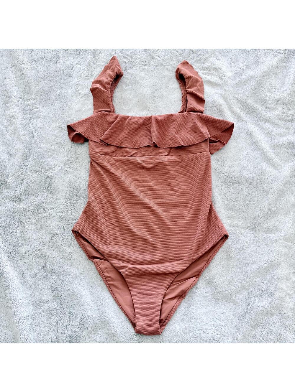 Ruffled Shoulder One-Piece Swimsuit